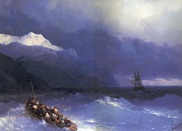 Rescue at Sea off a Mountainous Coast, 1868 von Aivazovsky | Leinwand Kunstdruck