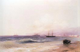 Blick auf die Küste bei Feodosia, 1878 von Aivazovsky | Leinwand Kunstdruck