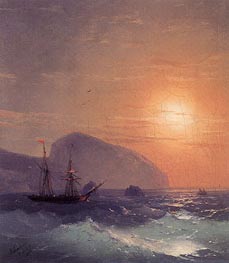 Sunset at Sea off Ayu Dag, Crimea, 1865 by Aivazovsky | Canvas Print