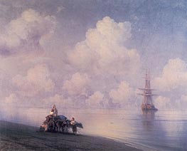The Ox Cart on the Beach | Aivazovsky | Painting Reproduction