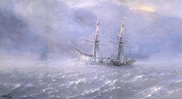 Shipping in a Frozen Stormy Sea, 1886 by Aivazovsky | Canvas Print