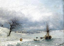 Winter Landscape, 1874 by Aivazovsky | Canvas Print