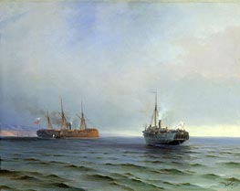 The Seizure of the Steamship 'Russia' the Turkish Military Ship 'Messina' in the Black Sea on Dec. 13, 1877, 1877 von Aivazovsky | Leinwand Kunstdruck