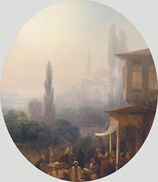A Market Scene in Constantinople, 1860 by Aivazovsky | Canvas Print
