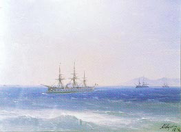 French Warships offshore | Aivazovsky | Painting Reproduction