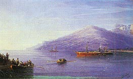 Leaving on a Steamship, 1876 von Aivazovsky | Leinwand Kunstdruck