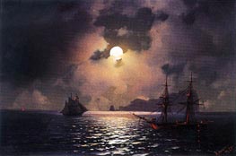 Shipping on a Moonlit Night, 1865 von Aivazovsky | Leinwand Kunstdruck