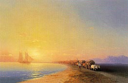 Ox Train on the Sea Shore, n.d. von Aivazovsky | Leinwand Kunstdruck