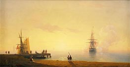 Turkish Coastal Scene, Ship off the Beach, 1845 by Aivazovsky | Canvas Print