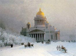 St. Petersburg: St. Isaac's Cathedral on a Frosty Day, c.1870 by Aivazovsky | Canvas Print