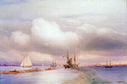 Steamship and Rafts off St. Petersburg | Aivazovsky | Painting Reproduction