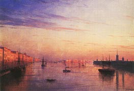 View along the Neva in St. Petersburg with the Stock Exchange in the Distance, 1881 von Aivazovsky | Leinwand Kunstdruck