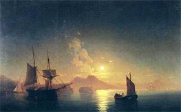 View of Vesuvius on a Moonlit Night | Aivazovsky | Painting Reproduction