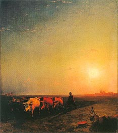 The Ox Plough, 1865 by Aivazovsky | Canvas Print