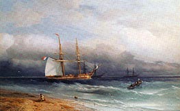 Shipping off the Coast, 1857 von Aivazovsky | Leinwand Kunstdruck