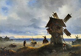 Windmühle am Meer, 1837 von Aivazovsky | Leinwand Kunstdruck