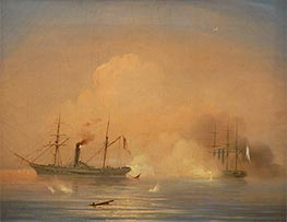 Sea Battle, 1855 by Aivazovsky | Canvas Print