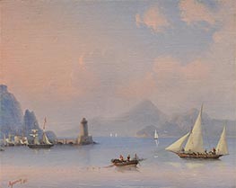 Meerenge mit Leuchtturm, 1841 von Aivazovsky | Leinwand Kunstdruck