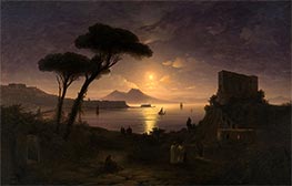 Bucht von Neapel in Mondnacht, 1842 von Aivazovsky | Leinwand Kunstdruck