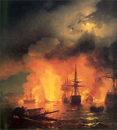 The Battle of Chesma, 25-26 June 1770, 1848 | Aivazovsky | Giclée Canvas Print