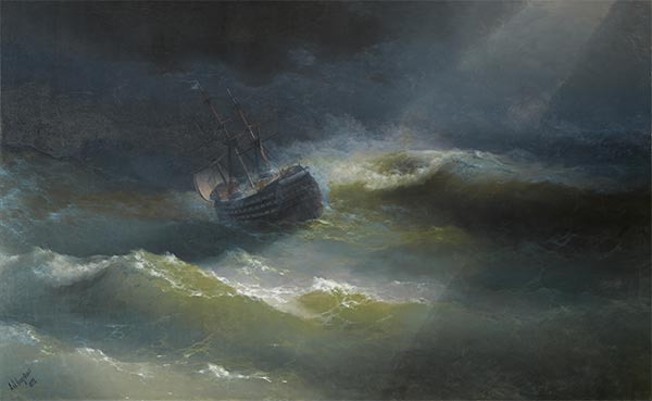 Schiff Maria bei Sturm, 1892 | Aivazovsky | Giclée Leinwand Kunstdruck