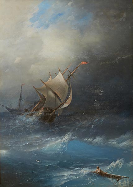 Sturm auf dem Nordpolarmeer, 1864 | Aivazovsky | Giclée Leinwand Kunstdruck
