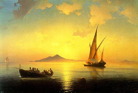 Die Bucht von Neapel, 1841 | Aivazovsky | Giclée Leinwand Kunstdruck