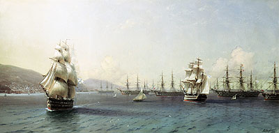 Die Schwarzmeerflotte bei Feodosia, 1890 | Aivazovsky | Giclée Leinwand Kunstdruck