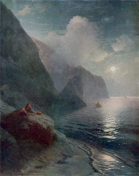 Puschkin auf der Krim bei Gurzuf Felsen, 1880 | Aivazovsky | Giclée Leinwand Kunstdruck