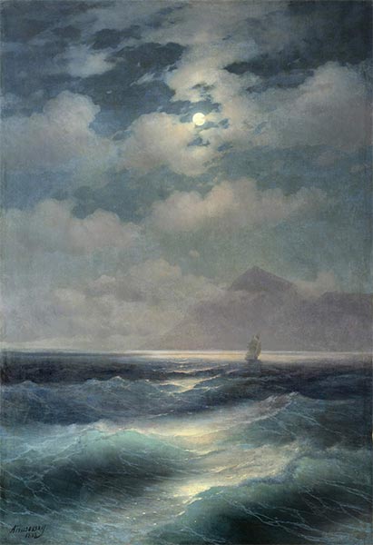 Meerblick im Mondschein, 1878 | Aivazovsky | Giclée Leinwand Kunstdruck