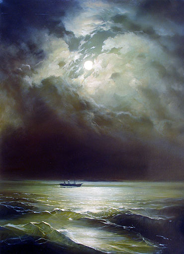 Das Schwarze Meer bei Nacht, 1879 | Aivazovsky | Giclée Leinwand Kunstdruck