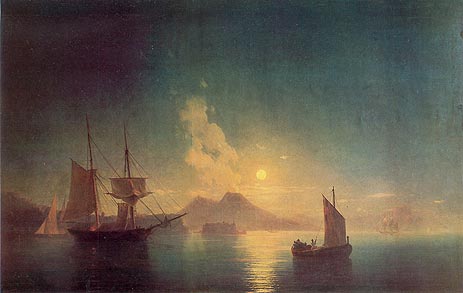 The Bay of Naples by Moonlight, 1858 | Aivazovsky | Giclée Canvas Print
