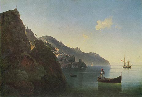 Die Küste bei Amalfi, 1841 | Aivazovsky | Giclée Leinwand Kunstdruck