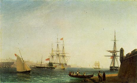 Der Hafen von La Valletta auf der Insel Malta, 1844 | Aivazovsky | Giclée Leinwand Kunstdruck
