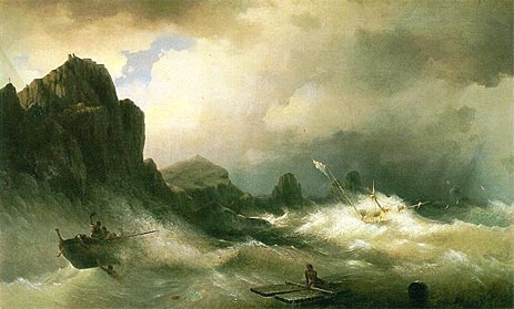 Schiffswrack, 1843 | Aivazovsky | Giclée Leinwand Kunstdruck