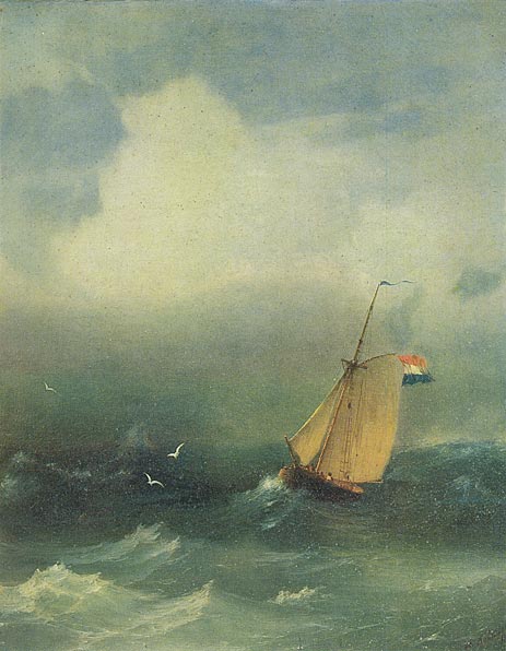 Sturm. Segelboot, 1847 | Aivazovsky | Giclée Leinwand Kunstdruck