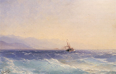 A Steamship off the Coast, 1882 | Aivazovsky | Giclée Leinwand Kunstdruck