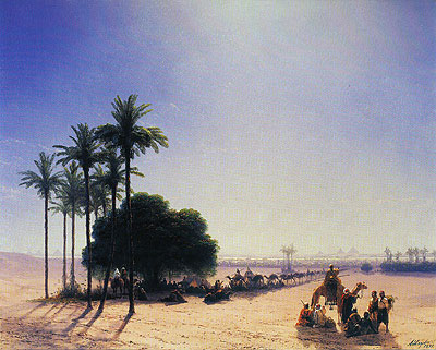 Aivazovsky | Caravan before the Pyramids, 1871 | Giclée Canvas Print