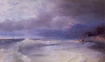 Shipwreck on a Stormy Morning, 1895 | Aivazovsky | Giclée Leinwand Kunstdruck