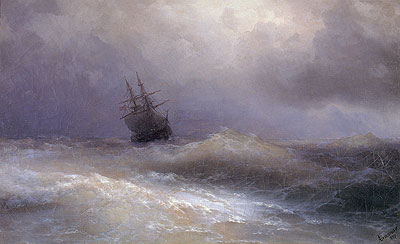 Ship in a Stormy Sea, 1887 | Aivazovsky | Giclée Canvas Print