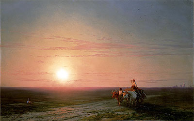 Peasants Returning from the Fields at Sunset, n.d. | Aivazovsky | Giclée Leinwand Kunstdruck
