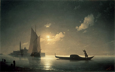 Gondolier at Sea by Night, 1843 | Aivazovsky | Giclée Leinwand Kunstdruck