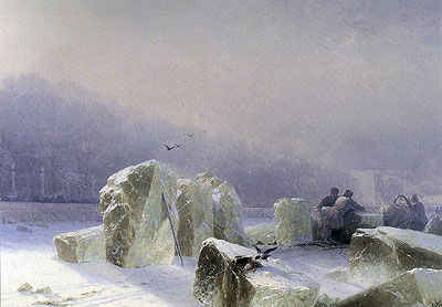 Ice-breakers on the Frozen Neva Lake in St. Petersburg, 1877 | Aivazovsky | Giclée Leinwand Kunstdruck