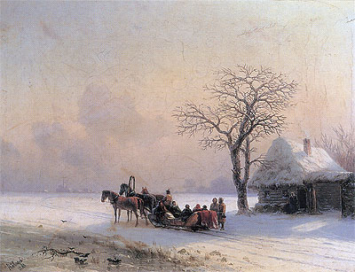 Winter Scene in Little-Russia, 1868 | Aivazovsky | Giclée Canvas Print