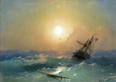 A Ship in Distress, 1865 | Aivazovsky | Giclée Canvas Print