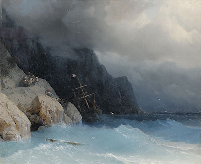 Survivors of a Shipwreck on a Rocky Path, 1868 | Aivazovsky | Giclée Leinwand Kunstdruck