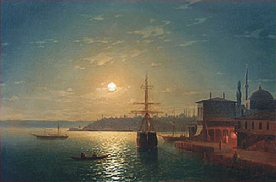 Goldene Horn Bay. Türkei, 1845 | Aivazovsky | Giclée Leinwand Kunstdruck