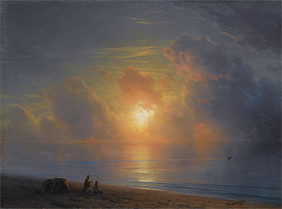 Sunset over the Crimean Coast, 1875 | Aivazovsky | Giclée Leinwand Kunstdruck