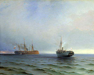 The Seizure of the Steamship 'Russia' the Turkish Military Ship 'Messina' in the Black Sea on Dec. 13, 1877, 1877 | Aivazovsky | Giclée Canvas Print