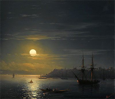 Blick auf Konstantinopel im Mondlicht, n.d. | Aivazovsky | Giclée Leinwand Kunstdruck